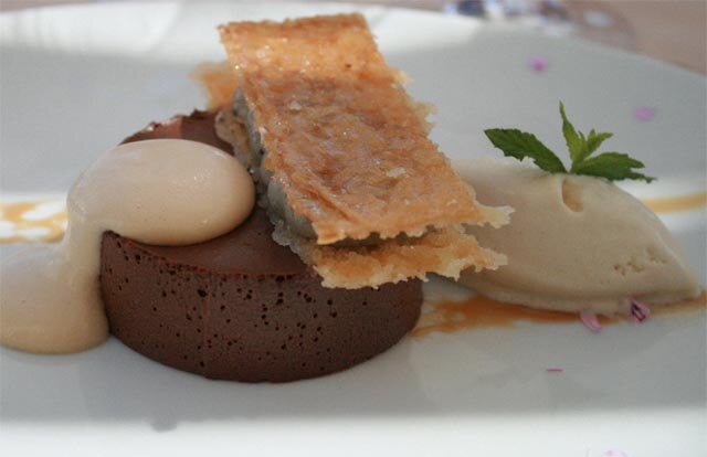 Smoked eggplant mousse and ice cream with Vinsanto